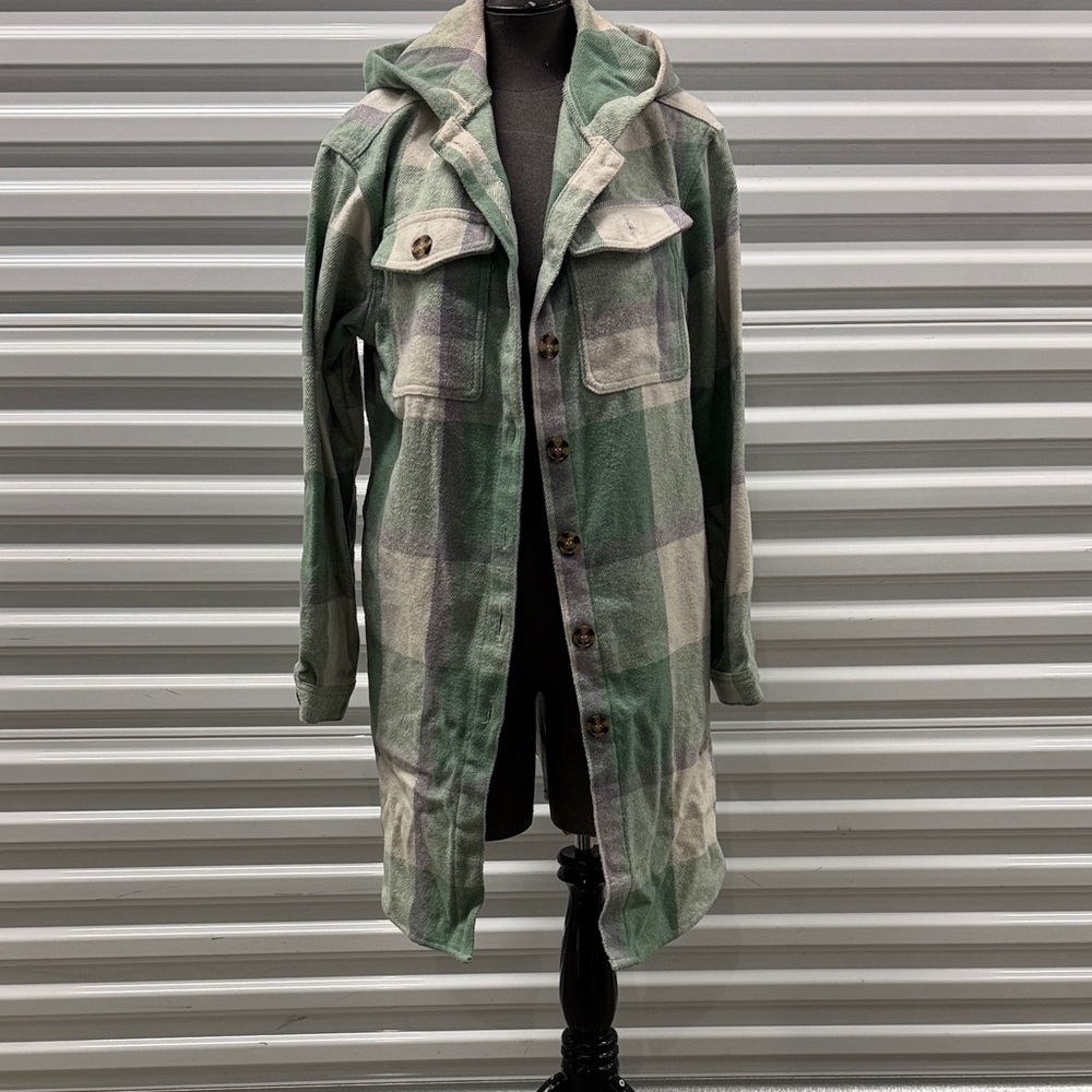 Plaid Hooded Shirt Jacket